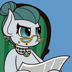 Size: 3000x3000 | Tagged: safe, artist:mrneo, derpibooru import, cloudy quartz, earth pony, pony, chair, image, jpeg, look of disapproval, meme, newspaper, ponified meme, solo, tom and jerry