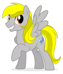Size: 2210x2606 | Tagged: safe, artist:rainofbladess, derpibooru import, oc, oc:lightning rider, unofficial characters only, pegasus, pony, derpibooru community collaboration, 2021 community collab, cutie mark, grin, high res, image, looking at you, male, not derpy, one hoof raised, png, raised hoof, simple background, smiling, solo, spread wings, stallion, transparent background, wings
