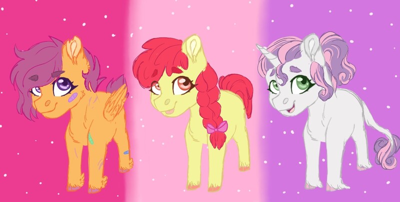 Size: 1280x648 | Tagged: safe, artist:tniyah15, derpibooru import, apple bloom, scootaloo, sweetie belle, cutie mark crusaders, image, jpeg