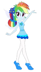 Size: 343x602 | Tagged: safe, artist:cookiechans2, artist:selenaede, artist:user15432, derpibooru import, rainbow dash, fairy, human, equestria girls, ballerina, ballet, ballet slippers, base used, blue dress, braided ponytail, clothes, crown, dasherina, dress, fairy princess, fairy wings, fairyized, flower, flower in hair, image, jewelry, leggings, png, ponytail, princess rainbow dash, rainbow dash always dresses in style, rainbowrina, regalia, shoes, simple background, slippers, solo, sparkly wings, sugar plum fairy, sugarplum fairy, transparent background, tutu, wings