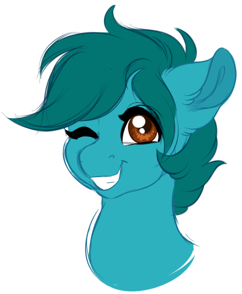 Size: 1024x1244 | Tagged: safe, artist:azure-art-wave, derpibooru import, oc, oc:doodle, pony, bust, image, one eye closed, png, portrait, simple background, solo, transparent background, wink