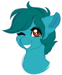 Size: 1024x1244 | Tagged: safe, artist:azure-art-wave, derpibooru import, oc, oc:doodle, pony, bust, image, one eye closed, png, portrait, simple background, solo, transparent background, wink