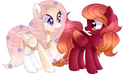 Size: 1620x968 | Tagged: safe, artist:naezithania, derpibooru import, oc, oc:florie, oc:linaria, unofficial characters only, pegasus, pony, female, image, mare, png, simple background, transparent background, two toned wings, wings