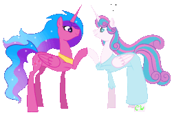 Size: 3000x2000 | Tagged: safe, artist:chelseawest, derpibooru import, princess flurry heart, oc, oc:melody aurora, alicorn, pony, adult, alicorn oc, animated, bags under eyes, bedroom eyes, belly, big belly, clothes, cousins, dress, duo, duo female, eyes closed, female, flowing mane, flowing tail, gif, grin, happy, hoofbump, horn, huge belly, hyper, hyper belly, hyper pregnancy, image, impossibly large belly, kicking, laughing, looking at each other, mama flurry, multiple pregnancy, offspring, older, older flurry heart, parent:flash sentry, parent:twilight sparkle, parents:flashlight, peytral, post pregnancy, pregnant, progression, puffy cheeks, simple background, smiling, stretchmarks, surprised, surprised face, tired, transparent background, wings, wrinkles