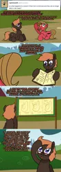 Size: 1076x3006 | Tagged: safe, artist:ladyanidraws, derpibooru import, oc, oc:pun, unofficial characters only, earth pony, pony, ask pun, ask, book, female, glasses, horn, image, male, mare, png, stallion