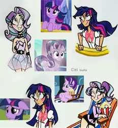 Size: 2472x2662 | Tagged: safe, artist:citi, derpibooru import, screencap, starlight glimmer, twilight sparkle, twilight sparkle (alicorn), alicorn, crystal pony, human, pony, the crystalling, crystallized, eating, food, humanized, image, jpeg, popcorn, scene interpretation, screencap reference