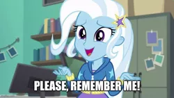 Size: 736x414 | Tagged: safe, derpibooru import, edit, edited screencap, screencap, trixie, equestria girls, equestria girls series, forgotten friendship, caption, image, image macro, imgflip, jpeg, meme, text