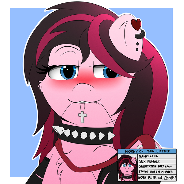 Size: 2000x2000 | Tagged: safe, artist:h3nger, derpibooru import, oc, oc:xena, oc:xena ferrer, unofficial characters only, pony, collar, ear piercing, earring, female, image, jewelry, piercing, png, solo