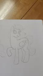 Size: 720x1280 | Tagged: safe, artist:jay_wackal, derpibooru import, oc, pegasus, pony, cute, female, image, jpeg, lifted leg, mare, mlp style, no color, original character do not steal, pegasus oc, pencil drawing, sketch, traditional art, wings