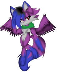 Size: 960x1280 | Tagged: safe, artist:juliet-gwolf18, derpibooru import, oc, unofficial characters only, anthro, digitigrade anthro, wolf, wolf pony, chest fluff, clothes, eyelashes, female, image, png, scarf, simple background, solo, transparent background, wings