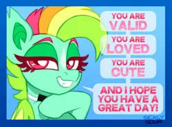 Size: 1260x932 | Tagged: safe, artist:sickly-sour, derpibooru import, oc, oc:kokomo, unofficial characters only, bat pony, pony, bat pony oc, bat wings, dialogue, image, jpeg, positive ponies, solo, wings