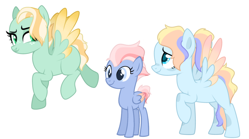 Size: 4744x2643 | Tagged: safe, artist:fcrestnymph, derpibooru import, oc, unofficial characters only, pegasus, pony, female, filly, image, magical lesbian spawn, mare, offspring, parent:fluttershy, parent:night glider, png, simple background, teenager, transparent background