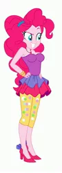 Size: 1600x4440 | Tagged: safe, artist:lobo299, derpibooru import, pinkie pie, equestria girls, equestria girls series, twilight under the stars, spoiler:eqg series (season 2), breasts, busty pinkie pie, clothes, high heels, image, jpeg, shoes, simple background, solo, white background