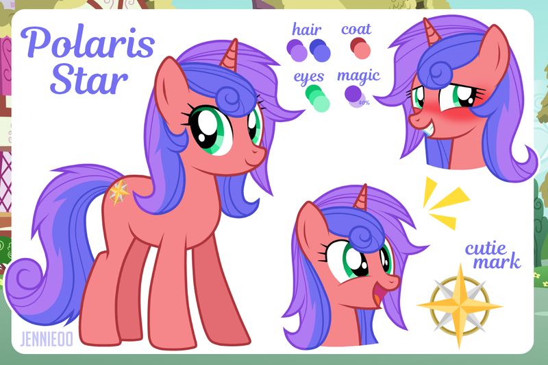 Size: 1200x798 | Tagged: safe, artist:jennieoo, derpibooru import, oc, oc:polaris star, pony, unicorn, female, happy, image, laughing, mare, png, reference sheet, show accurate, shy, smiling, solo