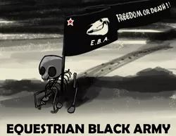 Size: 3300x2550 | Tagged: safe, artist:tofuslied-, derpibooru import, pony, skeleton pony, equestria at war mod, anarchy, bone, dead, flag, image, png, propaganda, skeleton, solo