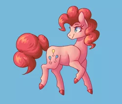 Size: 2800x2400 | Tagged: safe, artist:flaming-trash-can, derpibooru import, pinkie pie, earth pony, pony, blue background, colored hooves, image, png, simple background, solo