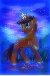 Size: 496x755 | Tagged: safe, artist:imanika, derpibooru import, oc, unofficial characters only, pony, unicorn, 2012, cutie mark, glowing horn, hooves, horn, image, jpeg, magic, male, open mouth, raised hoof, solo, stallion, tail, traditional art