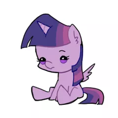 Size: 250x250 | Tagged: safe, alternate version, artist:ujey02, derpibooru import, twilight sparkle, twilight sparkle (alicorn), alicorn, pony, baby eyes, beady eyes, chibi, cute, ear fluff, image, png, simple background, sitting, solo, twiabetes, white background