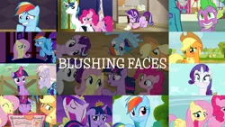 Size: 1958x1101 | Tagged: safe, derpibooru import, edit, edited screencap, editor:quoterific, screencap, applejack, dusty pages, fluttershy, pinkie pie, princess cadance, princess ember, rainbow dash, rarity, shining armor, spike, starlight glimmer, twilight sparkle, alicorn, rarity takes manehattan, simple ways, suited for success, the last roundup, the mean 6, the mysterious mare do well, the one where pinkie pie knows, the point of no return, the super speedy cider squeezy 6000, triple threat, twilight's kingdom, uncommon bond, blushing, floppy ears, image, mane six, png, twilight sparkle (alicorn)