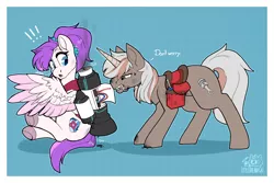 Size: 3000x2000 | Tagged: safe, artist:dreamy, artist:littledreamycat, derpibooru import, oc, oc:rose carter, oc:silver piston, pegasus, pony, unicorn, female, friends, image, jetpack, male, mare, mechanic, patreon, patreon reward, png, repairing, stallion