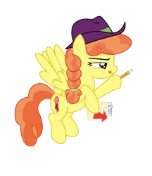 Size: 1662x1925 | Tagged: safe, artist:three uncle, derpibooru import, record high, pegasus, pony, appleoosa's most wanted, arrow, background pony, braid, cowboy hat, cropped, female, flying, hat, image, mare, narrowed eyes, png, simple background, solo, tongue out, transparent background
