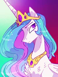 Size: 768x1024 | Tagged: safe, artist:chiarinuk, derpibooru import, princess celestia, alicorn, pony, bust, chest fluff, female, image, jpeg, mare, profile, solo