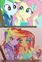 Size: 733x1080 | Tagged: safe, artist:samarina, derpibooru import, screencap, fluttershy, rainbow dash, equestria girls, equestria girls series, rollercoaster of friendship, duo, duo female, female, geode of fauna, geode of super speed, image, jpeg, magical geodes, redraw, scene interpretation, screencap reference