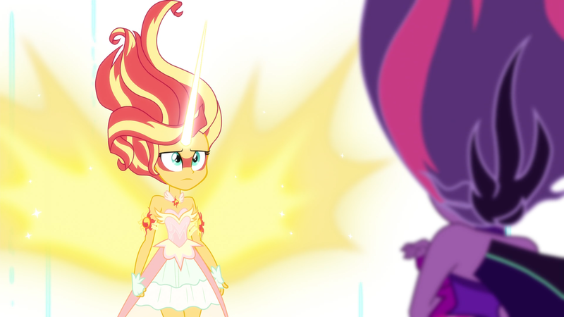 Size: 1920x1080 | Tagged: safe, derpibooru import, screencap, sci-twi, sunset shimmer, twilight sparkle, equestria girls, friendship games, bare shoulders, daydream shimmer, image, midnight sparkle, png, sleeveless, strapless