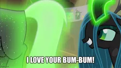 Size: 800x450 | Tagged: safe, derpibooru import, edit, edited screencap, screencap, lord tirek, queen chrysalis, centaur, changeling, changeling queen, frenemies (episode), butt, caption, chrysirek, eyes on the prize, female, glowing horn, horn, image, image macro, jpeg, magic, magic aura, male, out of context, plot, shipping, straight, telekinesis, text, tirump, you know for kids