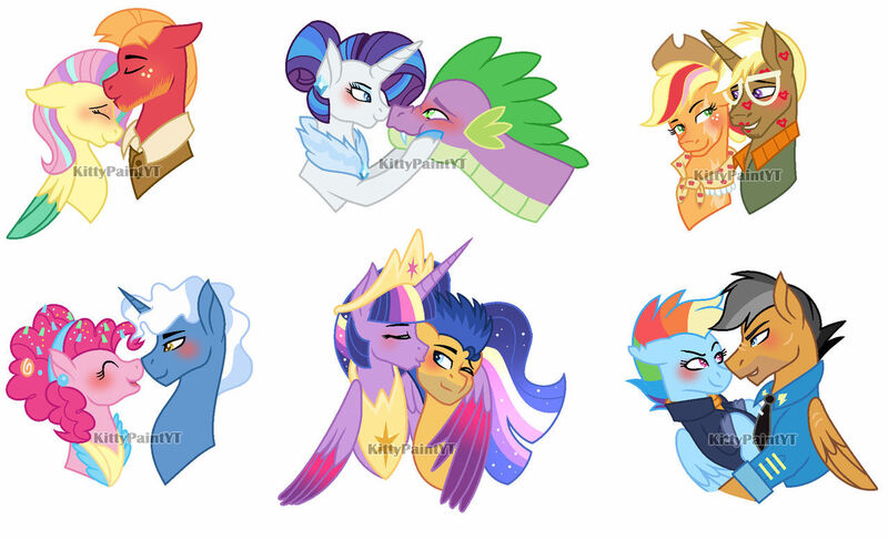 Size: 1280x781 | Tagged: safe, artist:kittypaintyt, derpibooru import, applejack, big macintosh, flash sentry, fluttershy, pinkie pie, pokey pierce, princess twilight 2.0, quibble pants, rainbow dash, rarity, spike, trenderhoof, twilight sparkle, twilight sparkle (alicorn), alicorn, dragon, earth pony, pegasus, pony, unicorn, the last problem, adult, adult spike, alternate timeline, apron, biting, blushing, candy, clothes, colored wings, colored wingtips, confetti, crown, ear bite, ear piercing, earring, ethereal mane, eyes closed, female, five o'clock shadow, flashlight, floppy ears, fluttermac, food, forehead kiss, granny smith's shawl, hug, image, jewelry, jpeg, kiss mark, kiss on the cheek, kissing, lipstick, male, mane seven, mane six, mare, necktie, nose wrinkle, older, older applejack, older big macintosh, older flash sentry, older fluttershy, older mane seven, older mane six, older pinkie pie, older pokey pierce, older quibble pants, older rainbow dash, older rarity, older spike, older trenderhoof, older twilight, one eye closed, pegasus quibble pants, peytral, piercing, pokeypie, quibbledash, race swap, regalia, scar, shipping, shirt, shirt collar, simple background, sparity, stallion, starry mane, straight, trenderjack, uniform, watermark, white background, winghug, wings, wonderbolts dress uniform