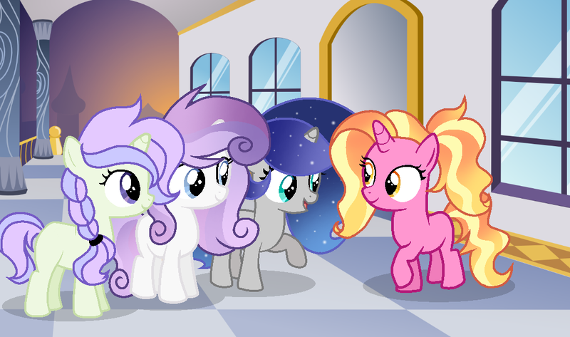 Size: 1100x650 | Tagged: safe, artist:stellamoonshine, derpibooru import, luster dawn, oc, pony, unicorn, female, filly, image, offspring, parent:princess cadance, parent:shining armor, parents:shiningcadance, parents:styuna, png, younger