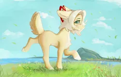 Size: 4000x2553 | Tagged: safe, artist:miokomata, derpibooru import, oc, oc:clay, unofficial characters only, earth pony, fox, fox pony, hybrid, pony, double tail, female, image, jpeg, mare, profile, solo