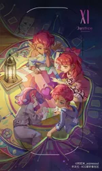 Size: 1235x2053 | Tagged: safe, artist:animesoul, derpibooru import, apple bloom, babs seed, scootaloo, sweetie belle, human, blanket, cutie mark crusaders, humanized, image, jpeg, lantern, marker, sweet dreams fuel, tired, wholesome, winged humanization, wings