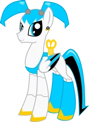 Size: 400x545 | Tagged: safe, artist:kaleidoscopecolor, derpibooru import, ponified, pegasus, pony, robot, bob-omb, crossover, female, image, jenny wakeman, my life as a teenage robot, png, simple background, solo, transparent background, wind up key