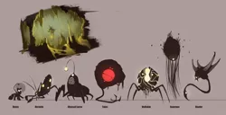 Size: 1803x921 | Tagged: safe, artist:rexyseven, derpibooru import, oc, oc:rusty gears, alien, pony, cave, concept art, image, jpeg, monster, spacesuit