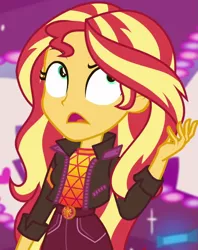 Size: 853x1078 | Tagged: safe, derpibooru import, screencap, sunset shimmer, equestria girls, equestria girls series, sunset's backstage pass!, spoiler:eqg series (season 2), cropped, female, geode of empathy, image, magical geodes, music festival outfit, png, solo