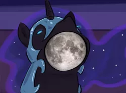 Size: 1136x836 | Tagged: safe, alternate version, artist:testostepone, derpibooru import, nightmare moon, alicorn, pony, colored sketch, edible heavenly object, female, image, mare, meme, moon, png, ponified animal photo, pop, pop cat, simple background, solo