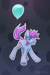 Size: 1600x2400 | Tagged: safe, artist:inowiseei, derpibooru import, oc, oc:mobian, unofficial characters only, pony, unicorn, abstract background, balloon, commission, floating, horn, image, male, png, signature, solo, stallion, unicorn oc, white outline