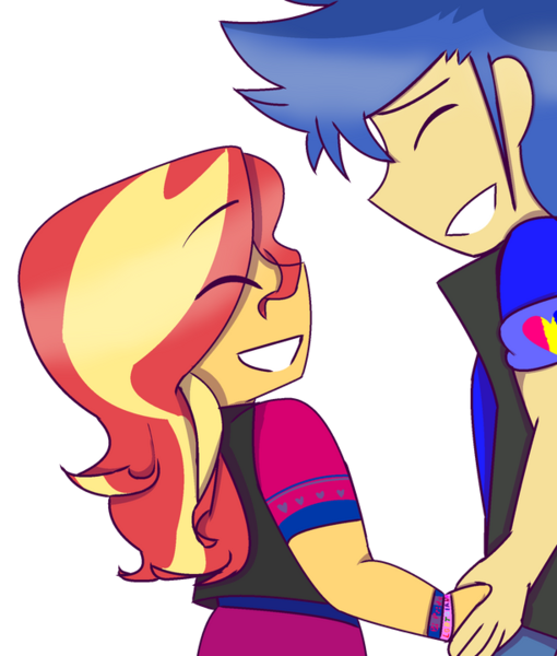 Size: 612x720 | Tagged: source needed, safe, artist:eveart13, derpibooru import, flash sentry, sunset shimmer, equestria girls, commission, female, flashimmer, image, implied bisexual, male, png, shipping, straight