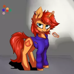 Size: 2781x2781 | Tagged: safe, artist:arume_lux, derpibooru import, oc, oc:flaming arrow, pony, unicorn, cigarette, clothes, ear piercing, earring, image, jewelry, piercing, png, solo, sweater