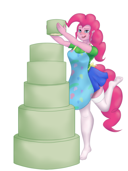 2410390 Safe Artisttunrae Derpibooru Import Pinkie Pie Human Apron Balancing Blushing 9148