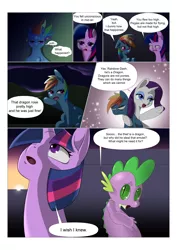 Size: 4961x7016 | Tagged: safe, artist:zettaidullahan, derpibooru import, rainbow dash, rarity, spike, twilight sparkle, twilight sparkle (alicorn), alicorn, dragon, earth pony, pony, comic:curse and madness, comic, female, image, mare, mlpcam, png