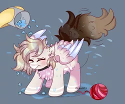 Size: 3580x2978 | Tagged: safe, artist:2pandita, derpibooru import, pegasus, pony, chest fluff, choker, female, ice bucket challenge, image, mare, png, solo, yarn, yarn ball