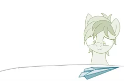 Size: 797x519 | Tagged: safe, artist:sintakhra, derpibooru import, sandbar, earth pony, pony, amazed, image, looking at something, looking down, male, paper airplane, png, smiling, solo