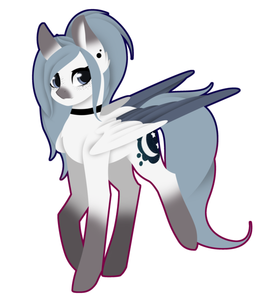 Size: 2352x2549 | Tagged: safe, artist:riariirii2, derpibooru import, oc, unofficial characters only, pegasus, pony, choker, image, pegasus oc, png, simple background, socks (coat marking), solo, transparent background, two toned wings, wings