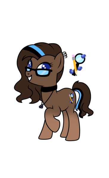 Size: 1024x1676 | Tagged: safe, artist:kb-gamerartist, derpibooru import, oc, oc:blueberry oatmeal, unofficial characters only, earth pony, pony, choker, ear piercing, earring, female, glasses, grin, image, jewelry, mare, markings, multicolored hair, necklace, piercing, png, raised hoof, simple background, smiling, solo, transparent background