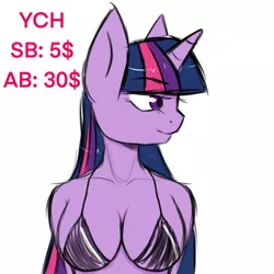 Size: 2048x2048 | Tagged: suggestive, artist:vaiola, derpibooru import, twilight sparkle, alicorn, anthro, pony, unicorn, advertisement, arm behind back, auction, auction open, big breasts, bikini, bikini top, black underwear, breasts, bust, clothes, commission, eyebrows, eyebrows visible through hair, female, horn, image, long mane, mare, png, portrait, profile, seductive, seductive pose, sexy, simple background, sketch, skinny, smiling, solo, solo female, swimsuit, underwear, your character here, your character here auction