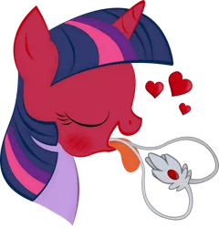 Size: 800x832 | Tagged: safe, artist:sinfullycute, derpibooru import, twilight sparkle, oc, azelf, pony, blushing, bust, crossover, cupix, female, fetish, genuine-azelf, heart, image, mare, png, pokémon, tail sticking out, tongue out, twipred, vore