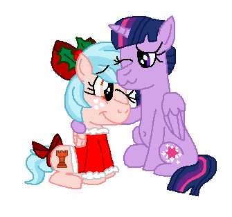 Size: 335x313 | Tagged: safe, artist:drypony198, derpibooru import, cozy glow, twilight sparkle, twilight sparkle (alicorn), alicorn, pony, a better ending for cozy, belly button, bow, christmas, clothes, cozybetes, cozylove, cute, holiday, image, leaves, mama twilight, png