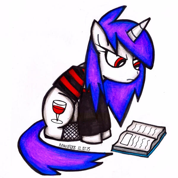 Size: 1376x1376 | Tagged: safe, artist:insomniaqueen, derpibooru import, oc, unofficial characters only, pony, unicorn, book, clothes, female, frown, horn, image, jpeg, mare, reading, signature, simple background, solo, traditional art, unicorn oc, white background